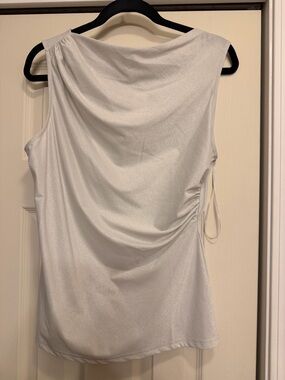 dolan Silver Shimmer Draped Sleeveless Top